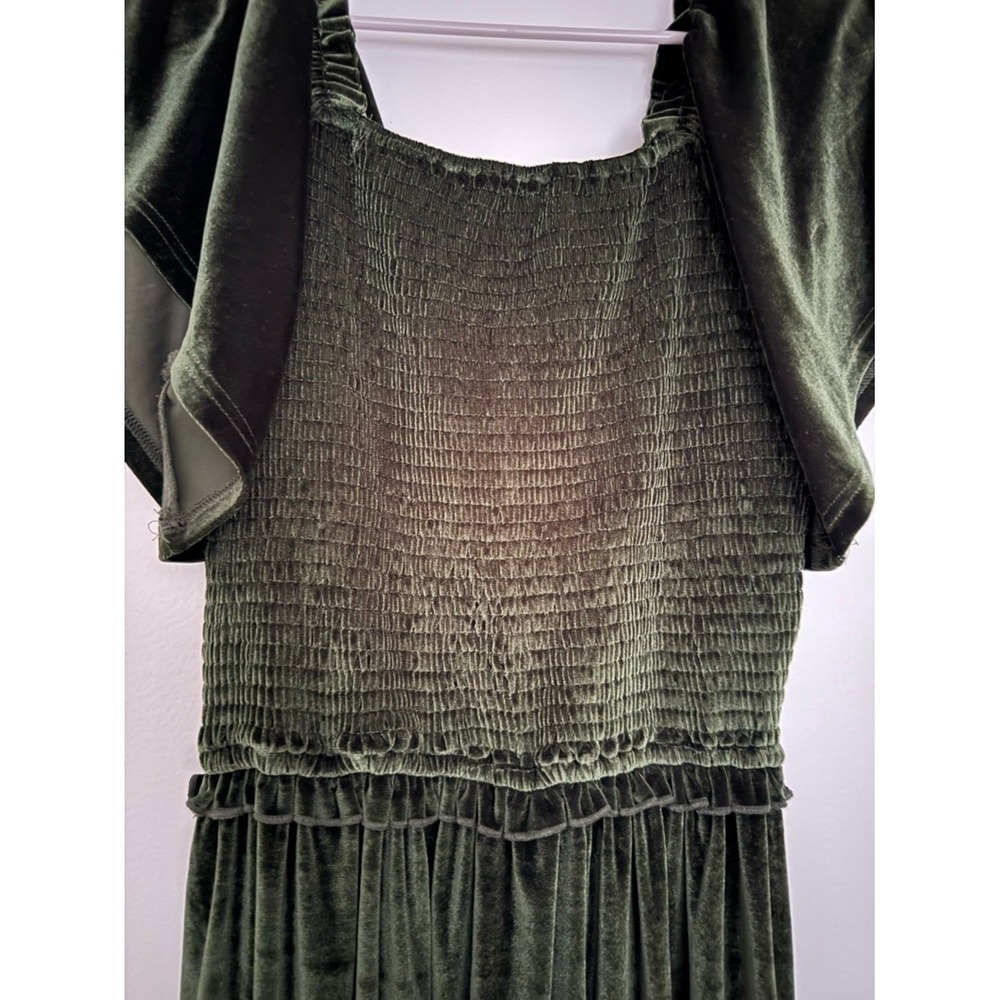 Ivy City Co Green Velvet Smocked Maxi Dress XS Cottagecore Holiday - Picture 6 of 6